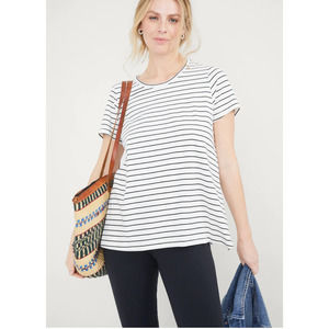 Hatch The Luxe Nursing Tee Black White Striped Short Sleeve Top T-shirt Shirt